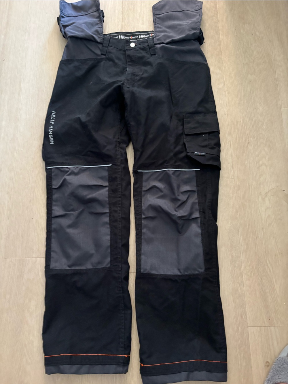 Helly Hansen Black Cargo Work Pants with Grey Knee Panels